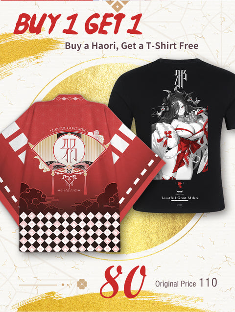⛩️Lustful Gost Miko ⛩️《 Japan Haori & T-SHIRT》Clothing