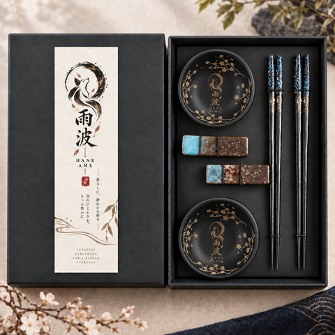 PRE-ORDER ✨ Limited Edition《Japanese Tableware Set》Custom Bamboo Chopsticks & Ceramic Chopstick Rest & Soy Sauce Dish