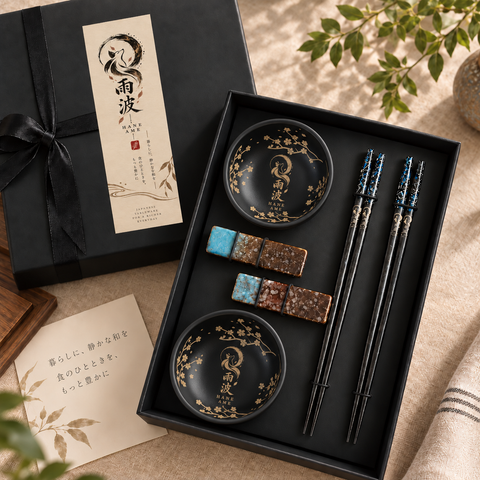 PRE-ORDER ✨ Limited Edition《Japanese Tableware Set》Custom Bamboo Chopsticks & Ceramic Chopstick Rest & Soy Sauce Dish