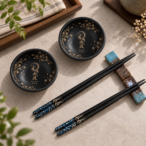 PRE-ORDER ✨  Limited Edition《Japanese Tableware Set》Custom Bamboo Chopsticks & Ceramic Chopstick Rest & Soy Sauce Dish